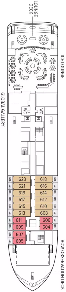 Choose your cabin on Lounge Deck             